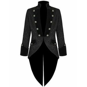 Handmade Women's Coat Jacket Black Brocade Goth Steampunk Victorian Tailcoat